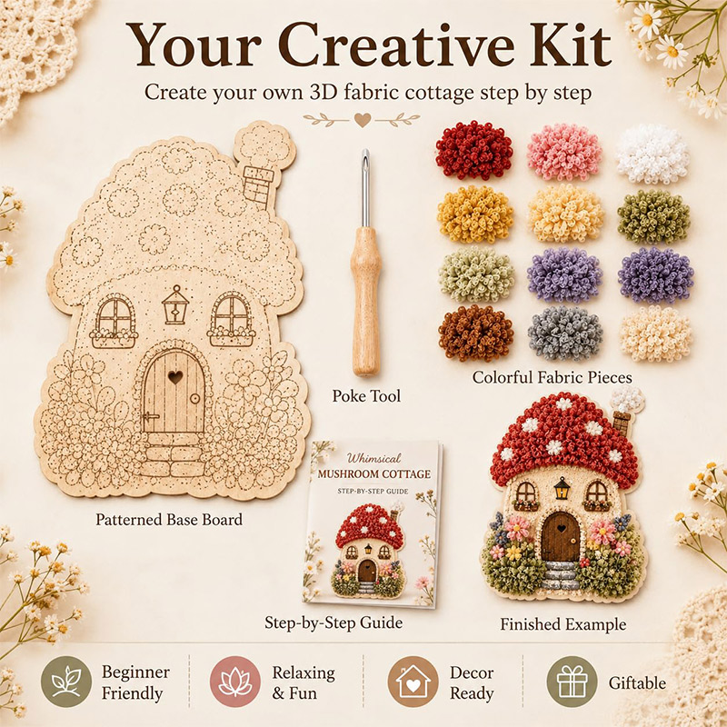 3D Mushroom House Poke Art DIY - Sewing House 评论和价格