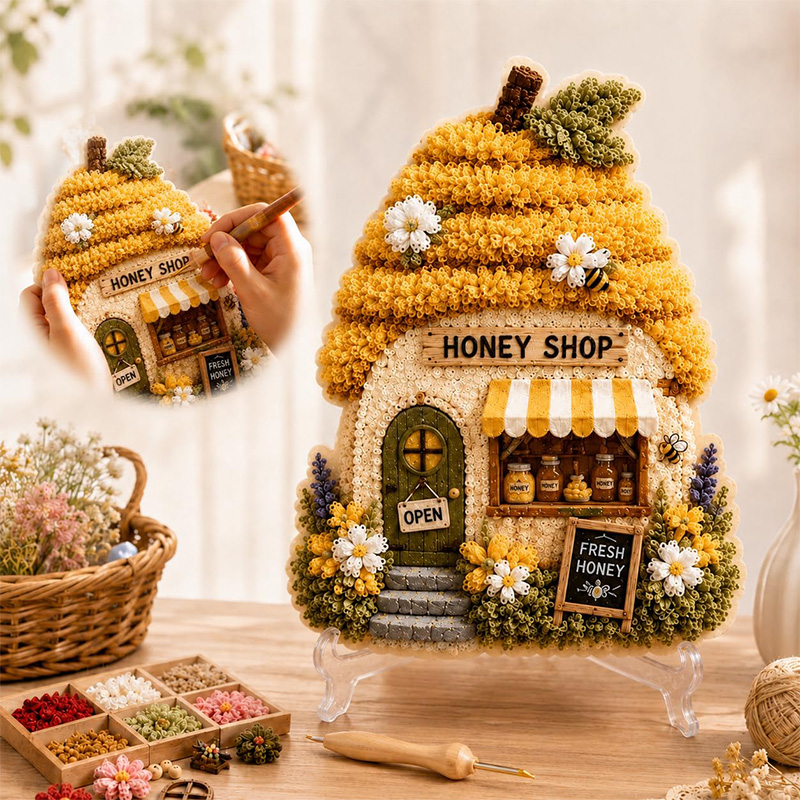 3D Mushroom House Poke Art DIY - Sewing House 评论和价格