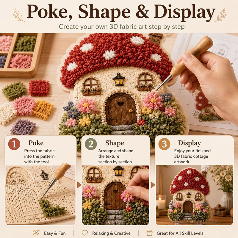 3D Mushroom House Poke Art DIY - Sewing House 评论和价格