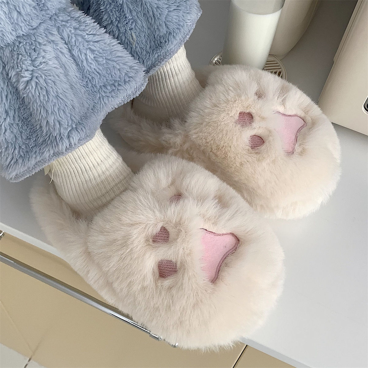 Women Indoor Furry Slippers Cu - Sewing House 评论和价格