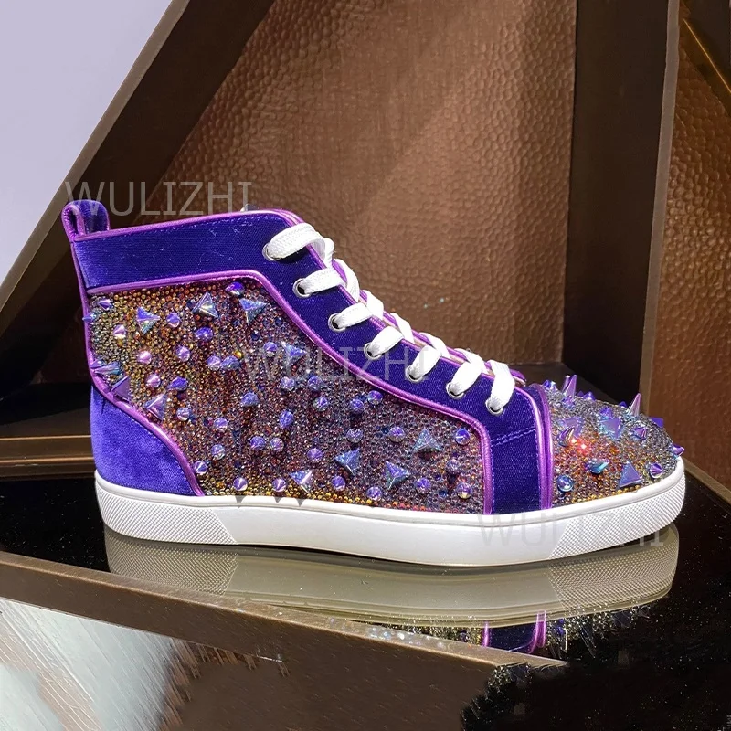 Dark Purple Crystal Rivet Men  - Sewing Nylon 评论和价格