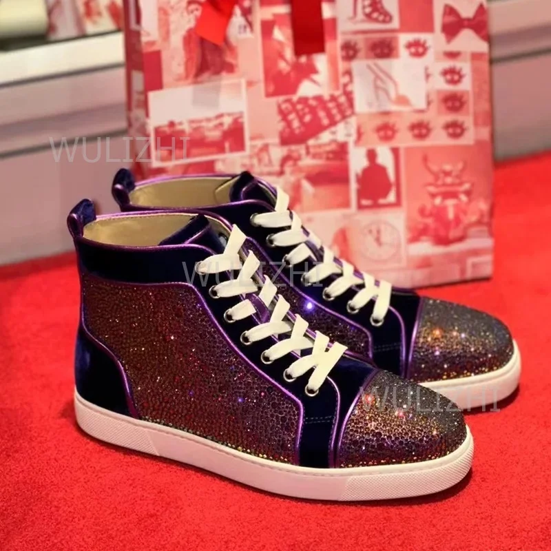 Dark Purple Crystal Rivet Men  - Sewing Nylon 评论和价格