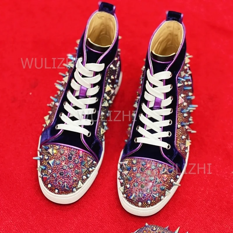 Dark Purple Crystal Rivet Men  - Sewing Nylon 评论和价格
